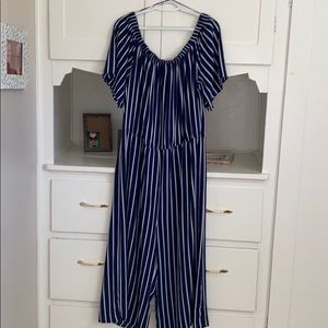 Stripped jump suit